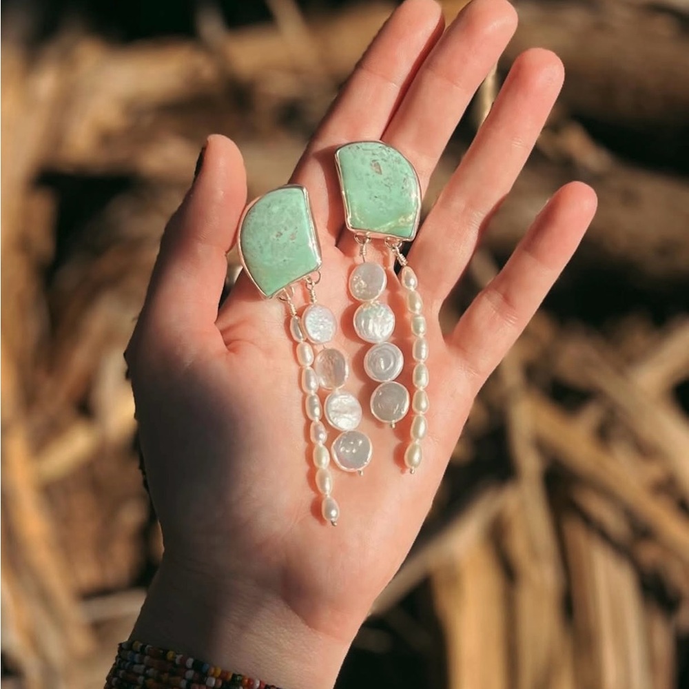 Mermaid Earrings with Green and Silver Accents